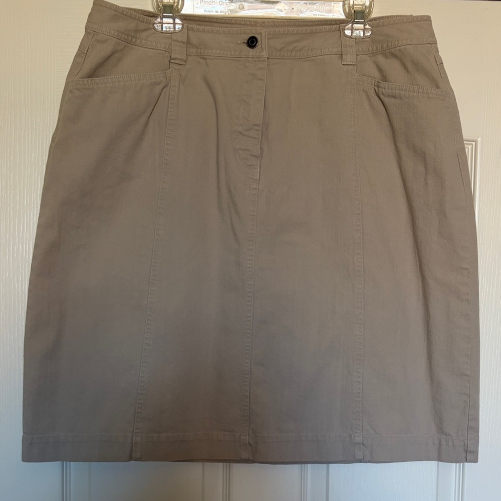 Talbots Women's khaki denim Pencil Skirt in Tan Sz 16W maybe 14W fit